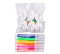 Easter Egg Painting Kit - Easter Paintable Eggs with 6 Paint Markers - Easter Basket Stuffers, 6X Paintable Eggs Dye Coloring Kit for Easter Egg Hunts Activity