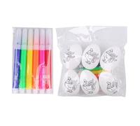 Easter Egg Painting Kit - Easter Paintable Eggs with 6 Paint Markers - Easter Basket Stuffers, 6X Paintable Eggs Dye Coloring Kit for Easter Egg Hunts Activity