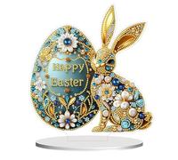 Easter Egg Rabbit Ornament, Tabletop Diamond Art Painting Kit, Easter Bunny Figurine, Standing Bunny Statue, Desktop Ornaments Kit, Easter Table Decorations
