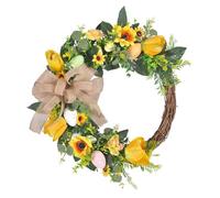 Easter Egg Rattan Home Door Hanging Decoration Simulation Wreath Wedding Items for Reception (Khaki, 40cm)