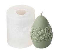 Easter Egg Silicone Mold, 3D Rose Relief Pattern Easter Candle Making Molds, DIY Home Party Decorations Resin Mould for Fondant Candy Chocolate Aromatherapy Soap Wax
