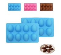 Easter Egg Silicone Mold for Baking, 3 Pack 24 Cavity Food-Grade Chocolate Molds, Non-Stick Reusable Egg Shaped Easter Baking Molds for Candy, Cake, DIY Dessert Baking Tools (Blue-2pcs)