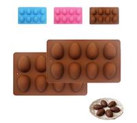 Easter Egg Silicone Mold for Baking, 3 Pack 24 Cavity Food-Grade Chocolate Molds, Non-Stick Reusable Egg Shaped Easter Baking Molds for Candy, Cake, DIY Dessert Baking Tools (Brown-2pcs)