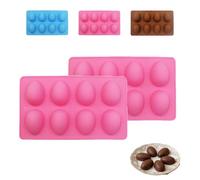 Easter Egg Silicone Mold for Baking, 3 Pack 24 Cavity Food-Grade Chocolate Molds, Non-Stick Reusable Egg Shaped Easter Baking Molds for Candy, Cake, DIY Dessert Baking Tools (Pink-2pcs)