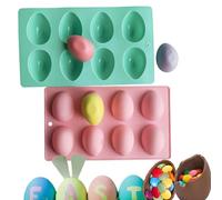 Easter Egg Silicone Mold for Baking, 3D Silicone Egg Molds, 8-Cavity Egg Shaped Silicone Mold for Easter Cake Decorating DIY Baking Peanut Butter Ice Cube Muffin Cake Cupcake Soap Wax (C)