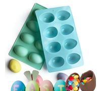 Easter Egg Silicone Mold for Baking, 3D Silicone Egg Molds, 8-Cavity Egg Shaped Silicone Mold for Easter Cake Decorating DIY Baking Peanut Butter Ice Cube Muffin Cake Cupcake Soap Wax (A)