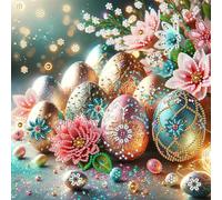 Easter Egg Special Shaped 5D DIY Partial Drill Diamonds Dots Gem Art Kits for Adults Beginners Home Decor Diamonds Paintings Gem Art 11.81 X11.81inch