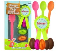 Easter Egg Spoon Race Set, Chocolate-Flavored Eggs, Plastic Spoons, and Award Ribbon, Family Activity, Basket Stuffers, 1.06 Ounces
