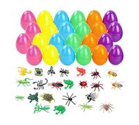 Easter Egg Stuffers Toys - 24 Piece Small Creature Set, Fun Assorted Mini Toys Inside Eggs, Lightweight Build, Easy Open Close Shell Design, Engaging Play Elements | Easter Party Hunt Decorati