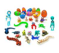 Easter Egg Surprise 10 Pack - Prefilled Pastel Eggs with Poseable Articulated Creatures, Easter Basket Stuffers, Egg Hunt Fillers, Mini Animal Figurine Collection