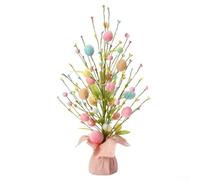 Easter Egg Tree,Easter Decoration 18 Inch Tall, Pink Blue Yellow Spring Centerpiece with Intricate Details for Tabletop Mantel, Vibrant Holiday Accent for Home Wedding Party, Reusable