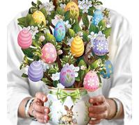 Easter Egg Tree Greeting Card, 3D Pop up Easter Egg Tree Blessing Card, Happy Easter Bunny Pop up Easter Egg Tree Card, Easter Eggs Ornaments for Home, Classroom, Easter Party