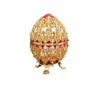 Easter Egg Trinket Box, Hollow Out Enamel Hinged Jewelry Box, Vintage Metal Censer Jewelry Box With Rhinestones for Home Decor