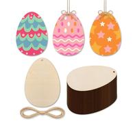 Easter Egg Unfinished Wooden Ornament Paint Easter Decoration Cutouts Unfinished 20PCS 3.5 x 3 inches, DIY Blank Unfinished Wood for Home Crafts Hanging Spring St. Patrick Day Decoration