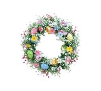 Easter Egg Wreath, Easter Wreaths for Front Door, Artificial Flower Wreath with Colorful Eggs, Easter Spring Wreath for Door Wall Window Decor, 13.78"
