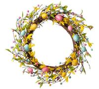Easter Egg Wreath for Easter Decoration,40cm Colorful Spring Wreath,Easter Wreath for Front Door,Easter Hanging Decoration,Artificial Flower Wreath,Easter Home Door Wreaths Outdoor