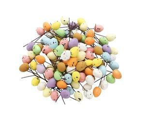 Easter Eggs, 100 Pieces Basket Fillers with Spots - Foam Eggs with Stems for Crafts | for Wreath, Garland, Home, Dining Room, Office, Party and Celebrations