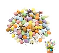 Easter Eggs | 100 Pieces Centerpiece with Speckles, Bird Eggs with Stems | for Wreath, Garland, Home, Dining Room, Office, Party and Celebrations