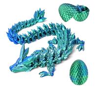 Easter Eggs 3D Crystal Dragon in Egg Surprise Iridescent Articulated Dragon Flexible Joints Fidget Toys for Home Office Decor Executive Desk Toys Anxiety Relief (Blue-Green)