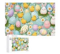 Easter Eggs And Chicks Scene Jigsaw Puzzle, 1000 PCS, Relaxing Activity for Adults, A Creative Way to Unwind after A Busy Day, at Home