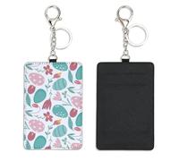 Easter Eggs and Spring Flowers Golf Card Holder with Key Chain Bus Pass Holder for Men Women with 2 Card Slots Slim Wallet for Nurse Teacher Student Meal Bank Credit Cards Daily Use Cruise Essentials
