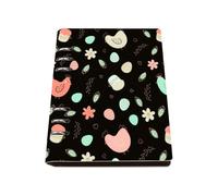 Easter Eggs and Tiny Flowers A5 Notebook, Pu Leather A5 Notebooks, Lined Paper Ring Binder Notebook 180Pages/90Sheets, Lined Journal for Study, Notepad for Women, College Essentials Journal Diary