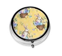 Easter Eggs Basket Small Pill Box 3 Compartment Portable Pill Box for Purse Pocket Chick Mini Medicine Organiser for Daily Vitamin Fish Oil Storage