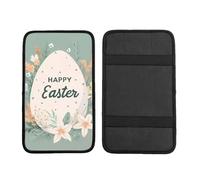 Easter Eggs Bunny Car Armrest Cushion Rabbit Flower Waterproof Auto Center Console Pad Car Armrest Seat Box Cover Protector Universal Fit for Most Vehicle SUV