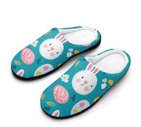 Easter Eggs Bunny Rabbits Mens Slipper Slip On Winter Warm House Slippers Shoes Indoor Outdoor