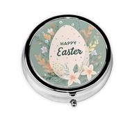 Easter Eggs Bunny Small Pill Box 3 Compartment Portable Pill Box for Purse Pocket Rabbit Flower Mini Medicine Organiser for Daily Vitamin Fish Oil Storage