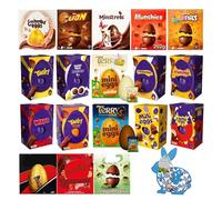 Easter Eggs Chocolate Bulk Buy - 3 x Randomly Selected Large Chocolate Eggs (182,5g - 202g) with Topline Wooden Decoration. Great for Egg Hunt or Easter Gifts for Kids