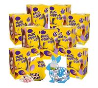 Easter Eggs Chocolate Bulk Buy - Pack of 9 Dairy Milk Mini Eggs Chocolate Egg 97g with Topline Wooden Decoration. Chocolate Gift for Egg Hunt, Easter Gifts for Kids