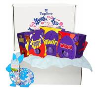Easter Eggs Chocolate Bulk for Easter Gifts - Hamper of 3 Large Creme Egg 195g, Wispa 182.5g, Twirl 198g Chocolate Eggs & Topline Hanging Decoration. Chocolate Gift for Egg Hunt