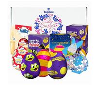 Easter Eggs Chocolate Bulk for Easter Gifts - Hamper of 4 Assorted Chocolate Eggs: Milk 72g, Orange 91g, Freddo 90g & Caramel 88g with Topline Wooden Decoration. Perfect for Kids Egg Hunt