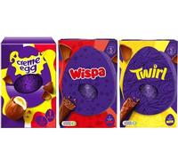 Easter Eggs Chocolate Bulk Gift Hamper - 3 Large Chocolate Eggs (Creme Egg 190g, Wispa 177g, Twirl 171g) | Assorted Easter Chocolate Gift Set for Egg Hunts & Gifting