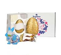 Easter Eggs Chocolate Hamper for Easter Gifts - Extra Large Indulgence Chocolate Egg with Smooth Milk & Caramel Bars 210g Gift Box with Tolpine Wooden Decoration, Great for Egg Hunt