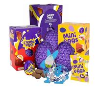 Easter Eggs Chocolate Hamper for Easter Gifts - Large Dairy Milk Creme Egg 195g, Mini Eggs 193g & Buttons 195g Chocolate Eggs with Topline Wooden Decoration. Great for Kids Egg Hunt