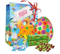 Easter Eggs Chocolate Hamper for Easter Gifts - Milk Chocolate Dinosaur Chocolate Egg with 2 Tube Gifts Box 226g Chocolate Gift for Egg Hunt with Topline Wooden Decoration