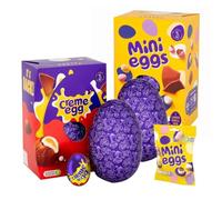 Easter Eggs Chocolate Hamper for Easter Gifts - Pack of 2 Large Dairy Milk Chocolate Creme Egg 195g & Mini Eggs Egg 193.5g with Topline Wooden Decoration. Perfect for Kids Egg Hunt