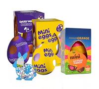 Easter Eggs Chocolate Hamper for Easter Gifts - Pack of 3 Dairy Milk Chocolate Mini Eggs 97g, Milk Buttons 98g, Caramel Nibbles 96g - Chocolate Gift for Kids Easter Egg Hunt