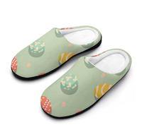 Easter Eggs Colorful Vintage Breathable Slippers Women Slip On Winter Warm House Slippers Shoes Bedroom 9-10(40-41)