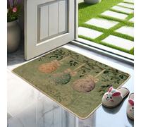 Easter Eggs Doormat, Green Colorful Eggs Door Mat for Spring Holiday Decor, Vintage Style Indoor & Outdoor Entrance Rug, Non-Slip Eco-Friendly Easy Clean 29x17 Inch