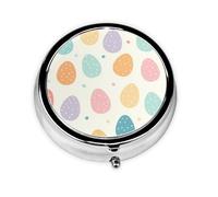Easter Eggs Dots Small Pill Box 3 Compartment Portable Pill Box for Purse Pocket Colorful Mini Medicine Organiser for Daily Vitamin Fish Oil Storage