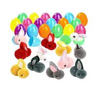 Easter Eggs Filled with Plush Bunny Toys - Pre Filled Plastic Easter Eggs Bulk, Cute Stuffed Animals for Kids Toddlers, Easter Basket Stuffers, Egg Hunt, Party Favors & Gifts (24PCS)