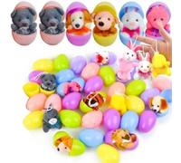 Easter Eggs Fillers with Plush, Prefilled Easter Eggs with Mini Cute Stuffed Animal Plush To-y, Basket To-y for Easte-r Egg Gift Hunt Filler Stuffer Party Supplies Favors Classroom Rewards