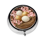 Easter Eggs Flower Small Pill Box 3 Compartment Portable Pill Box for Purse Pocket Spring Floral Mini Medicine Organiser for Daily Vitamin Fish Oil Storage