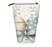 Easter Eggs Leaves Standing Pencil Case Vintage Pen Pouch Holder Telescopic Pencil Bag Pop Up Cosmetics Bag Stationery Organizer for School Office Travel