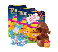 Easter Eggs Orange Chocolate Bulk - Pack of 3 x 91g Exploding Candy Milk Chocolate Egg with Topline Wooden Decoration. Great Chocolate Gift for Easter Gifts, Kids Egg Hunt.