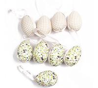 Easter Eggs Ornaments 9pcs Decorative Hanging Easter Eggs Colorful Foam Egg Ornaments for Home Party Easter Tree Decor