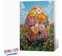 Easter Eggs Paint by Numbers for Adults Flowers Paint by Numbers Kits, Hobbies for Adults Women, Acrylic Pigment Color Oil Drawing Kits Wall Art for Room Decor 24x32 inch (Without Frame) -LKF076173
